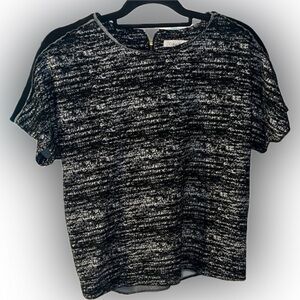 Calvin Klein Top Women’s 10 Black White Heathered Zip Back